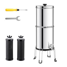 Gravity-fed Water Filter System, 2.25G 304 Stainless-Steel Countertop Water Filtration System, Reduces Lead and up to 99% of Chlorine
