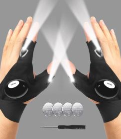 LED Flashlight Gloves, Fathers Day Dad Gifts from Daughter Son Wife, Gift for Men Boyfriend Husband Him Birthday Christmas (Color: Black)