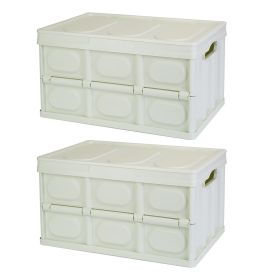 Collapsible Storage Bins With Dustproof Lid Waterproof Interior Bag Handle Stackable Storage Box Container Utility Organizer Crate For Camping Fi (Capacity: 30L, Color: Green)