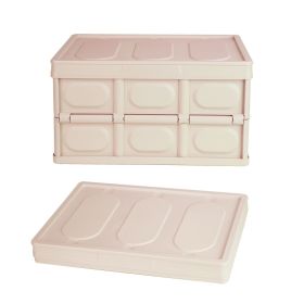 Collapsible Storage Bins With Dustproof Lid Waterproof Interior Bag Handle Stackable Storage Box Container Utility Organizer Crate For Camping Fi (Capacity: 56L, Color: Khaki)