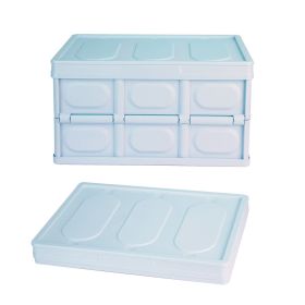 Collapsible Storage Bins With Dustproof Lid Waterproof Interior Bag Handle Stackable Storage Box Container Utility Organizer Crate For Camping Fi (Capacity: 56L, Color: Blue)